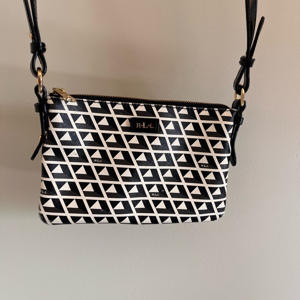 Ralph Lauren Black and White Patterned Crossbody Bag
